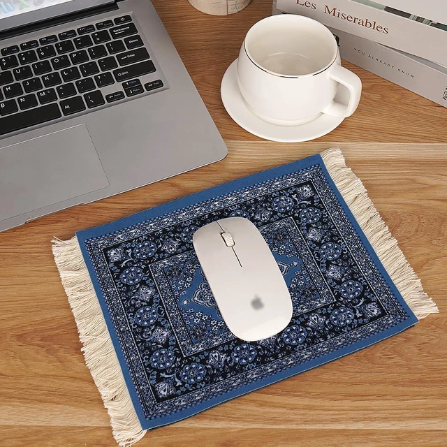 Alt view image 4 of 6 - Carpet Mouse Pad - Persian Style Design, Unique and Elegant, Ideal for Office Workers, Gamers, and Students (Grayish Blue)