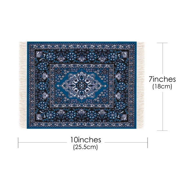 Alt view image 5 of 6 - Carpet Mouse Pad - Persian Style Design, Unique and Elegant, Ideal for Office Workers, Gamers, and Students (Grayish Blue)