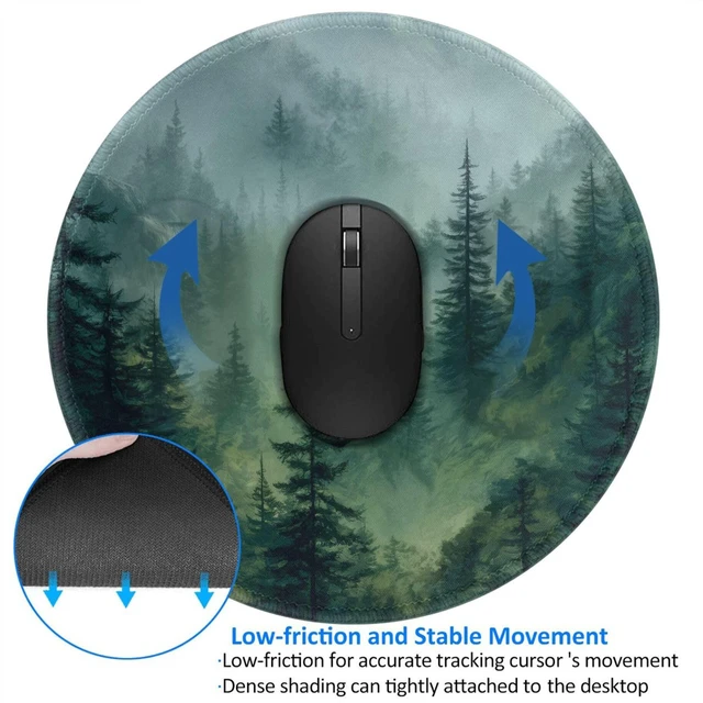 Alt view image 3 of 7 - Green Mountain Round Mouse Pad Premium Textured Mouse Mat Washable Mousepads with Extended Stitched Edges Non Slip Rubber Base Small Mousepad 7.9 X 7.9 X 0.12 Inches