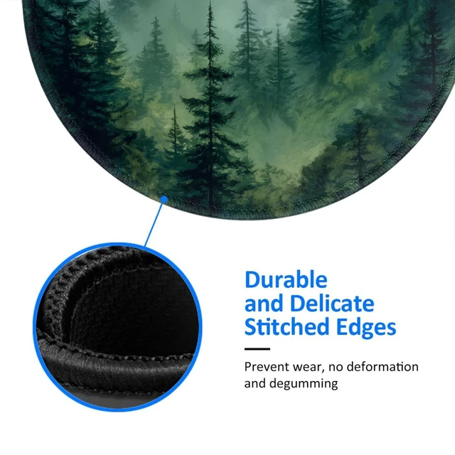 Alt view image 4 of 7 - Green Mountain Round Mouse Pad Premium Textured Mouse Mat Washable Mousepads with Extended Stitched Edges Non Slip Rubber Base Small Mousepad 7.9 X 7.9 X 0.12 Inches