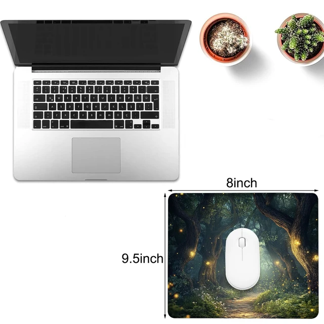 Alt view image 2 of 7 - Forest with Winding Paths Mouse Pad Non-Slip Rubber Base Mousepad with Stitched Edge Square Mouse Mat for Computers Laptop Home Office, 9.5x8 Inches