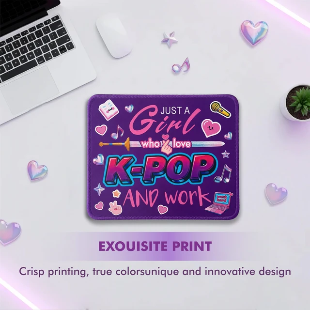 Alt view image 2 of 7 - Kpop Purple Mouse Pad,Cute Mouse Pads for Women and Kpop Fans,Portable Office Work and Study Non-Slip Rubber Base Wireless Mouse Pad for Laptop,Unique Mouse Pad for K-Pop Lovers