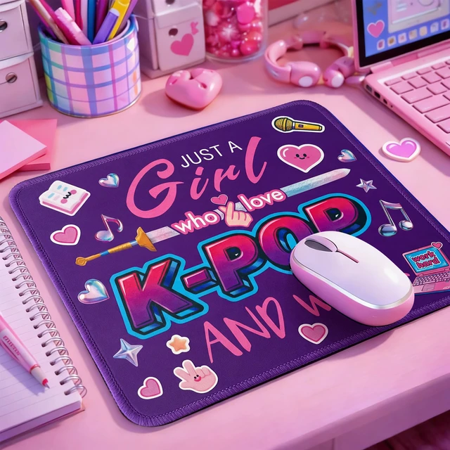 Alt view image 3 of 7 - Kpop Purple Mouse Pad,Cute Mouse Pads for Women and Kpop Fans,Portable Office Work and Study Non-Slip Rubber Base Wireless Mouse Pad for Laptop,Unique Mouse Pad for K-Pop Lovers