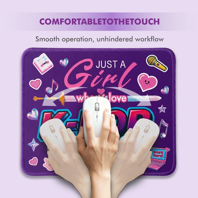 Alt view image 4 of 7 - Kpop Purple Mouse Pad,Cute Mouse Pads for Women and Kpop Fans,Portable Office Work and Study Non-Slip Rubber Base Wireless Mouse Pad for Laptop,Unique Mouse Pad for K-Pop Lovers