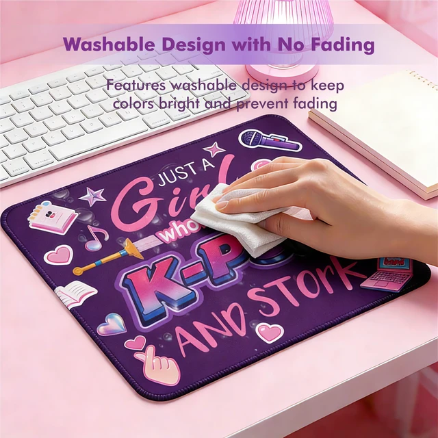 Alt view image 5 of 7 - Kpop Purple Mouse Pad,Cute Mouse Pads for Women and Kpop Fans,Portable Office Work and Study Non-Slip Rubber Base Wireless Mouse Pad for Laptop,Unique Mouse Pad for K-Pop Lovers