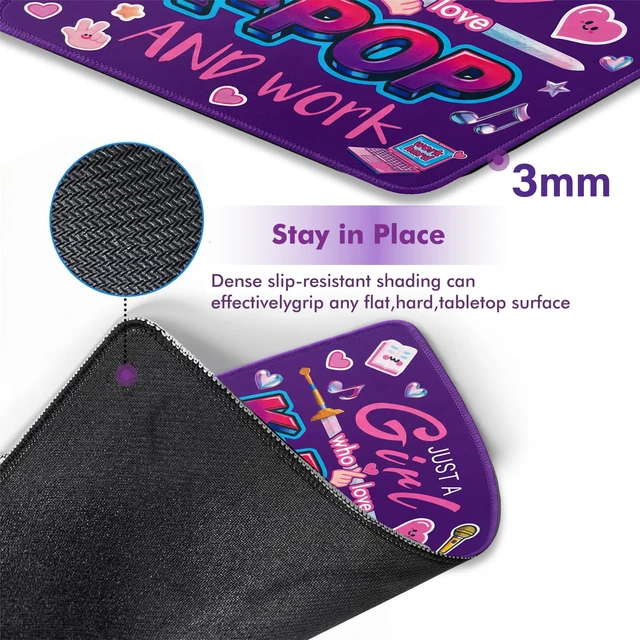 Alt view image 6 of 7 - Kpop Purple Mouse Pad,Cute Mouse Pads for Women and Kpop Fans,Portable Office Work and Study Non-Slip Rubber Base Wireless Mouse Pad for Laptop,Unique Mouse Pad for K-Pop Lovers