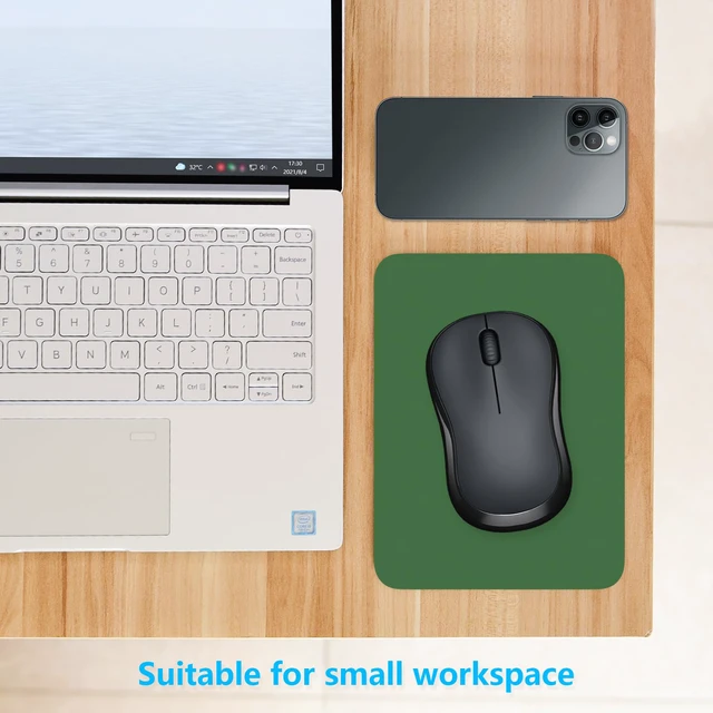 Alt view image 3 of 5 - Small Mouse Pad, 6 x 8 Inch Thick Rubber Premium-Textured Non-Slip Portable & Washable Mini Mouse Mat for Women Men Wireless Laptops Keyboard Tray Gaming Computer Office Travel, Forest Green
