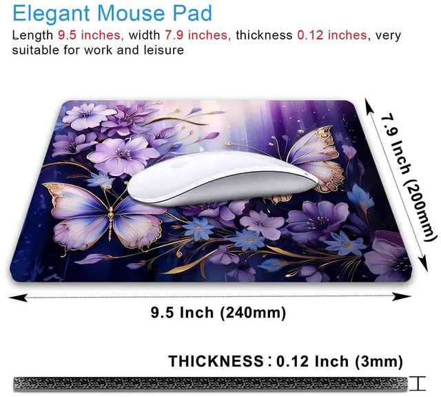 Alt view image 2 of 7 - Small Mouse Pad Cute, Purple Gold Butterfly Mouse Pads, Modern Flowers Mousepad for Women Girls, Beutiful Mouse Mat Computer Laptop Office, 9.5 X 7.9 Inch