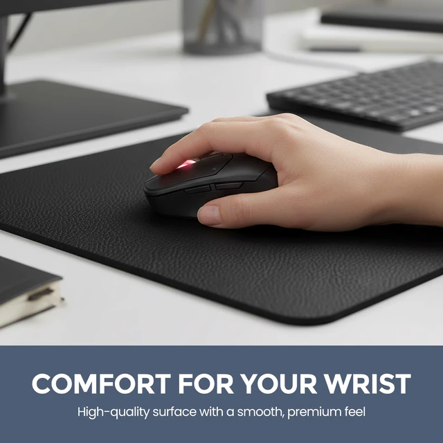 Alt view image 5 of 6 - Black Mouse Pad for Desk Premium Computer Mousepad & Mouse Mat, Small Mouse Pad for Desk Use or Gaming, Easy Gliding, Spill-Resistant Surface, Durable Materials, Portable