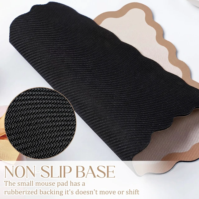 Alt view image 3 of 7 - Cute Scalloped Mouse Pad Non-Slip Mousepad 9.8x7.9in,Beige | Rubber Base Desk Mat,Waterproof Fabric,Scalloped Edge Design,Computer Accessories for Office gaming home ,Preppy Aesthetic