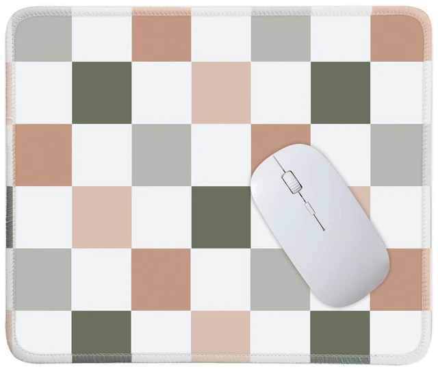 Main image of Mouse Pad for Desk with Stitched Edge, Premium Cute Washable Mouse Pads. Computer Mousepad with Non-Slip Rubber Base, Mousepads for Laptop, 9.25x7.75x0.12 inch (Muted Checkers)