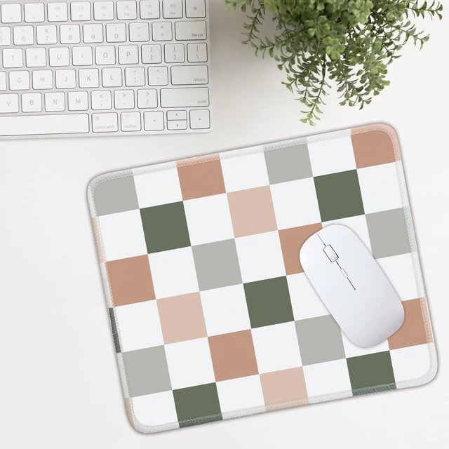 Alt view image 2 of 7 - Mouse Pad for Desk with Stitched Edge, Premium Cute Washable Mouse Pads. Computer Mousepad with Non-Slip Rubber Base, Mousepads for Laptop, 9.25x7.75x0.12 inch (Muted Checkers)