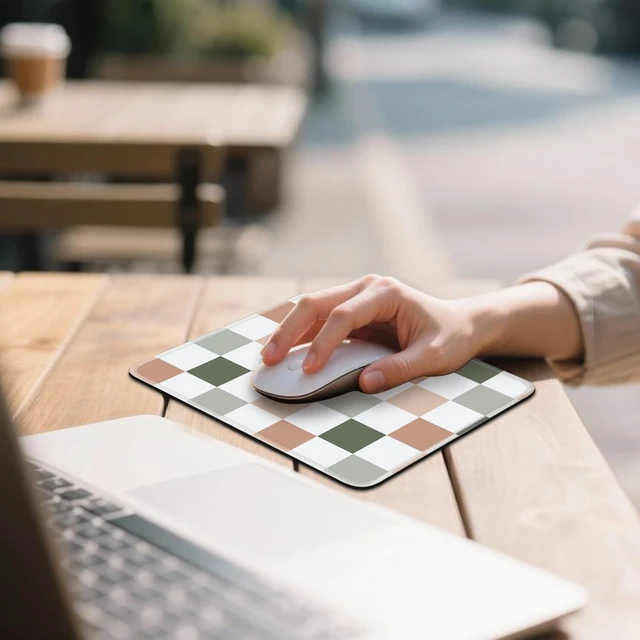 Alt view image 4 of 7 - Mouse Pad for Desk with Stitched Edge, Premium Cute Washable Mouse Pads. Computer Mousepad with Non-Slip Rubber Base, Mousepads for Laptop, 9.25x7.75x0.12 inch (Muted Checkers)