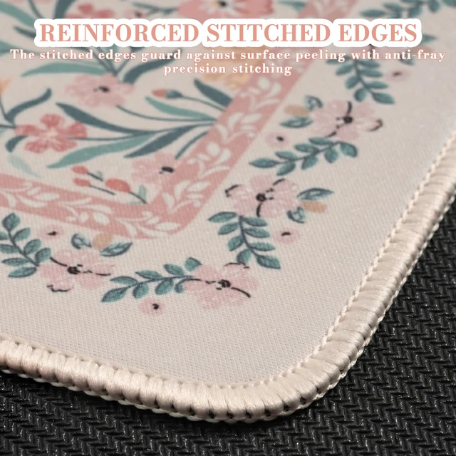 Alt view image 4 of 7 - Aesthetic Small Mouse Pad, 9.5x7.9in,Home Office, Pink Floral | Pink Mini Portable Travel Mousepad, Anti-Slip and Comfortable Cloth Mouse Mat with Stitched Edges for Computer