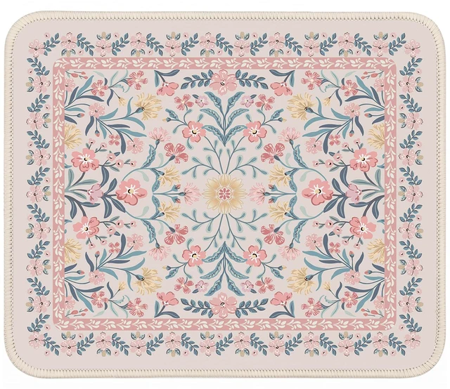 Main image of Aesthetic Small Mouse Pad, 9.5x7.9in,Home Office, Pink Floral | Pink Mini Portable Travel Mousepad, Anti-Slip and Comfortable Cloth Mouse Mat with Stitched Edges for Computer