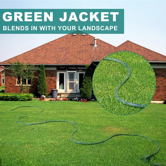 Alt view image 3 of 7 - 10FT Green Outdoor Extension Cable for Outdoor Use - 90 Degree Flat Plug 3Prong Extension Cord, SJTW External 16AWG Waterproof Garden Extension Lead,Rating for 125V 13A 1625W for Outdoor Lights