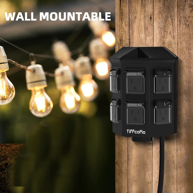Alt view image 6 of 7 - Outdoor Power Strip with Stake Waterproof, 30 FT Extension Cord, 6 Grounded Outlets for Outdoor Lights, 14 AWG, 15A/1875W, ETL Listed
