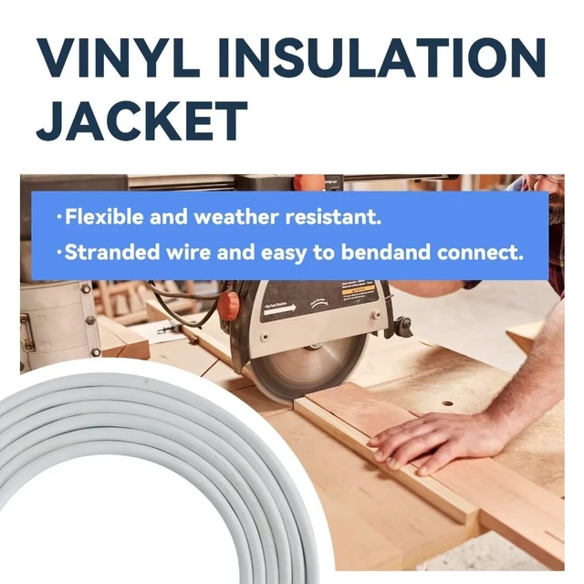 Alt view image 4 of 7 - Indoor Outdoor Extension Cord, 12 Gauge 3 Prong Weatherproof Heavy Duty White Extension Cord with Lighted Indicator End, SJTW 15A 8 FT Extension Cable for Garage, Garden and Home, UL Listed