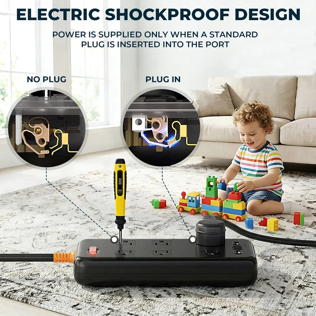 Alt view image 6 of 7 - Outdoor Power Strip Weatherproof, 6FT Extension Cord with 6 AC & 4 USB | 1625W/13A, 2USB A&2USB C, IPX6 Waterproof, Electric Shockproof & Overload Protection, Wall Mountable for Indoor and Outdoor