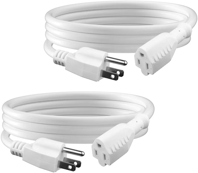 Main image of 6ft White Outdoor Extension Cord 16/3 SJTW, 2 Pack, 3-Prong, Weather Resistant & Flame Retardant, for Indoor, Garden, Landscaping & Holiday Decorations, ETL