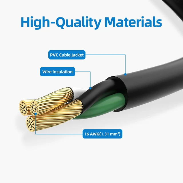 Alt view image 4 of 7 - 50FT Outdoor Extension Cord Waterproof, 16/3 Gauge Heavy Duty Power Cord for Lawn and Garden,10A /1250W,ETL Listed