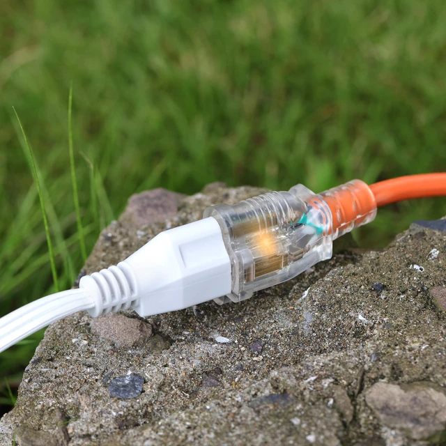 Alt view image 4 of 7 - 16 Gauge Extension Cord 25 ft with Lighted End - 16/3 SJTW Outdoor/Indoor Heavy Duty, 3 Prong Plug, Orange Weather Resistant Jacket, Applicable to Major Tools and Appliances, 2 Pack