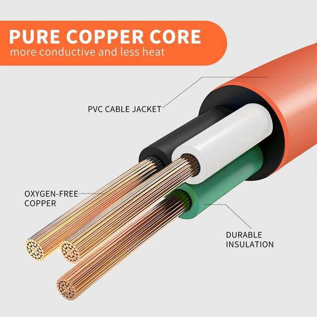 Alt view image 7 of 7 - 16 Gauge Extension Cord 25 ft with Lighted End - 16/3 SJTW Outdoor/Indoor Heavy Duty, 3 Prong Plug, Orange Weather Resistant Jacket, Applicable to Major Tools and Appliances, 2 Pack
