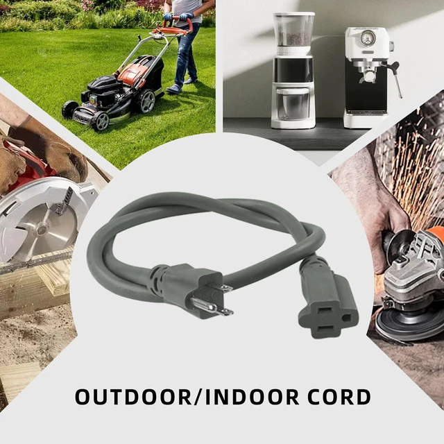 Alt view image 7 of 7 - 6 ft Outdoor Extension Cord Waterproof, 12/3 Heavy Duty Extension Cable with 3 Prong Grounded Plug for Safety, 12AWG 15Amp 1875W Great for Garden, Major Appliances, Grey