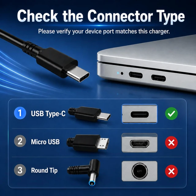 Alt view image 2 of 7 - 65W USB C Laptop Charger for HP Dell Lenovo Acer, Google Chromebook Charger | Type C Power Adapter for ThinkPad, Yoga, Spectre x360, Latitude, XPS & Acer Spin; Cord for Home, Office, School & Travel