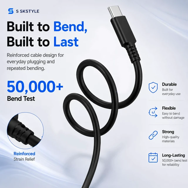 Alt view image 5 of 7 - 65W USB C Laptop Charger, Type C Power Adapter Replacement for HP, Dell & Google Chromebook, PC Charger Cord for Lenovo ThinkPad Yoga, Samsung, Acer Spin, Fast Charging Supply Brick Wire