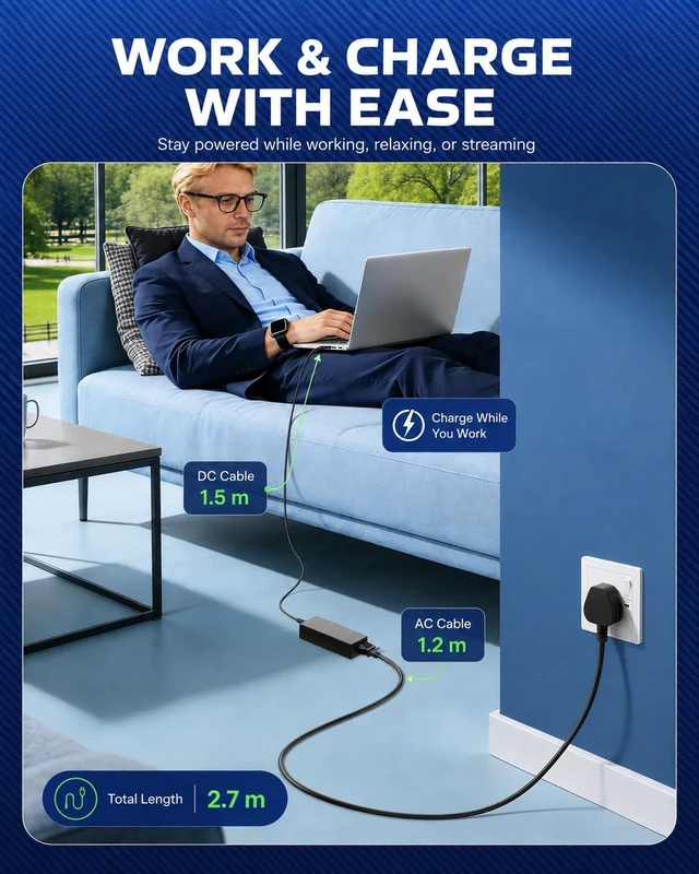 Alt view image 4 of 7 - 65W USB C Chromebook Charger | Compatible with HP chromebook Lenovo Dell Acer Asus Samsung Google Laptop Type C Power AC Adapter Computer Charger