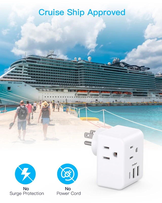 Alt view image 4 of 7 - Multi Plug Outlet Extender, Power Strip Non Surge Protector Electric Outlet Splitter with 3 USB Wall Charger (1 USB C), Multiple Outlet Expander for Cruise, Dorm, Travel, Home, Office