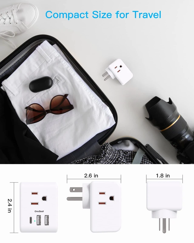 Alt view image 5 of 7 - Multi Plug Outlet Extender, Power Strip Non Surge Protector Electric Outlet Splitter with 3 USB Wall Charger (1 USB C), Multiple Outlet Expander for Cruise, Dorm, Travel, Home, Office