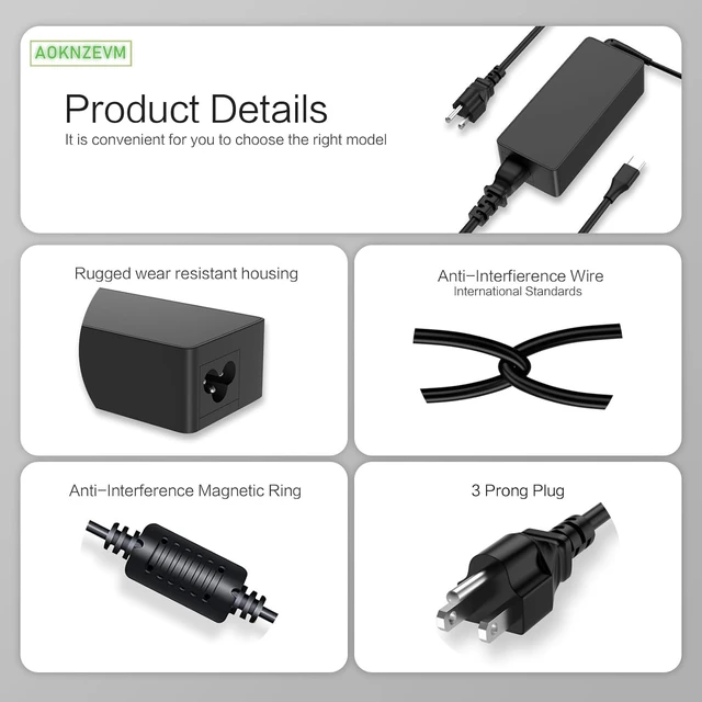 Alt view image 4 of 6 - Universal Chromebook Charger, 65W 45W USB C Laptop Charger Compatible with HP, Dell, Samsung, Acer, ASUS, Google Chromebook, Compatible with Lenovo Thinkpad/Yoga, Type-C Power Cord