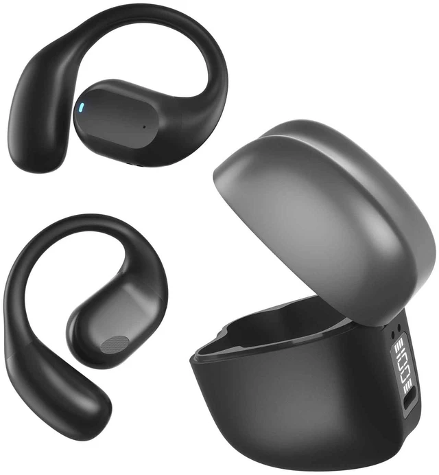 Main image of Open Ear Earbuds Wireless Bluetooth 5.4 Headphones w Over Ear Hook | Mic, 42H Playtime, IPX6, LED Display, 10M Range, Secure Fit for Sports Running Cycling, Comfort for Sensitive and Small Ears