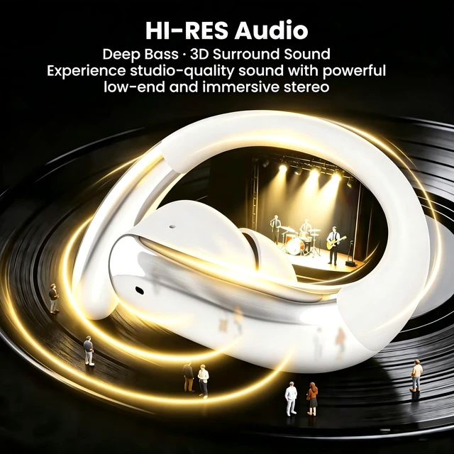 Alt view image 2 of 5 - Bluetooth Headphones Wireless Earbuds Bluetooth 6.0 Headphone, Sport Bluetooth Earbuds Stereo Deep Bass Over Ear Bud with Earhooks, IPX5 Waterproof Earphone for Gym/Running/Workout Off-White