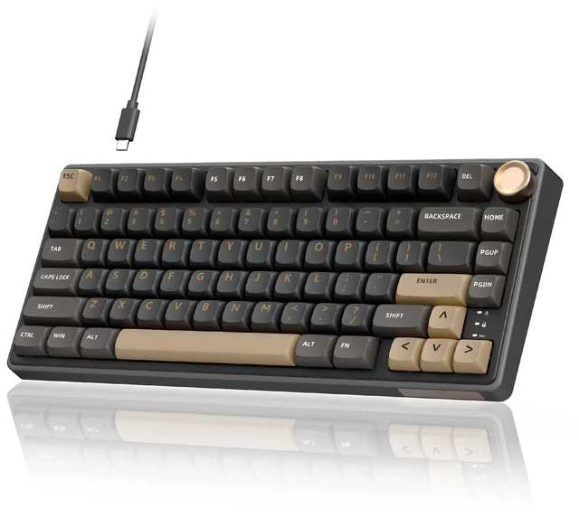 Main image of R75 Wired Mechanical Keyboard with Volume Knob, 75% Mechanical Gaming Keyboard Gasket Mount, Hot Swappable Silver Switch, MDA Profile PBT Keycaps, Creamy Keyboards, Black