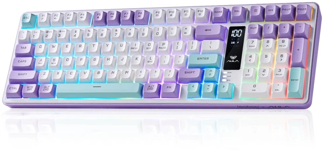 Main image of Aula S99pro V2 Wireless Gaming Keyboard,Silent Computer Creamy Keyboard | Membrane Purple Keyboard with Number Pad,Tri-Mode Bluetooth/2.4GHz/USB-C,16.8mil RGB Backlit,Media Digital Screen,4000mAh