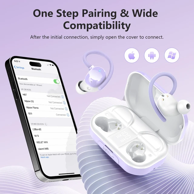 Alt view image 4 of 7 - Wireless Earbuds, Bluetooth 5.4 Sport Headphones, 128H Playtime Over Ear Buds for Small Ear, Stereo Deep Bass, Sport Wireless Bluetooth Earphones, IPX7 Waterproof Running Headphones for iOS Android
