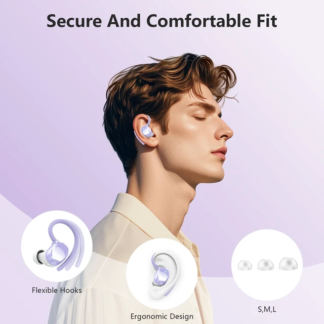 Alt view image 5 of 7 - Wireless Earbuds, Bluetooth 5.4 Sport Headphones, 128H Playtime Over Ear Buds for Small Ear, Stereo Deep Bass, Sport Wireless Bluetooth Earphones, IPX7 Waterproof Running Headphones for iOS Android
