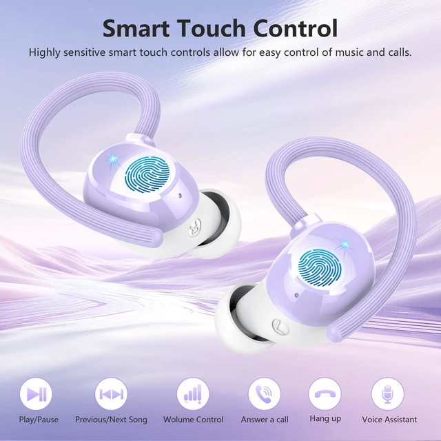 Alt view image 7 of 7 - Wireless Earbuds, Bluetooth 5.4 Sport Headphones, 128H Playtime Over Ear Buds for Small Ear, Stereo Deep Bass, Sport Wireless Bluetooth Earphones, IPX7 Waterproof Running Headphones for iOS Android