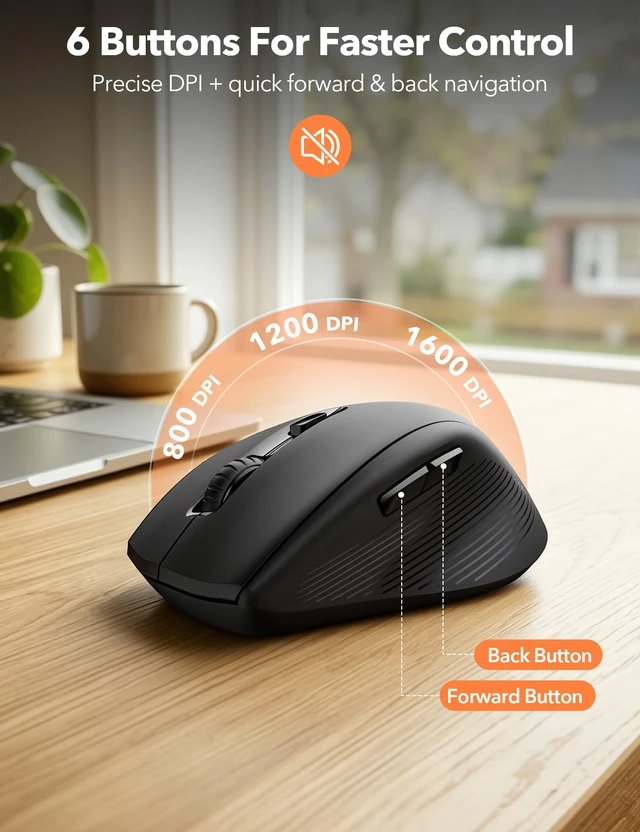 Alt view image 7 of 7 - Wireless Keyboard and Mouse Combo, Full Size with Wrist Rest, KM71 | Ergonomic, Wider Wrist Support, Sleep Mode, Silent Typing, 3 DPI Mouse, USB-C Adapter, 2.4GHz Stable for Laptop, PC