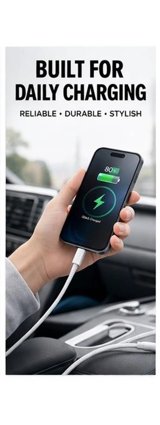 Alt view image 4 of 7 - USB-C to USB-C 60W Fast Charging Cable, 3.3 ft, Nylon Braided