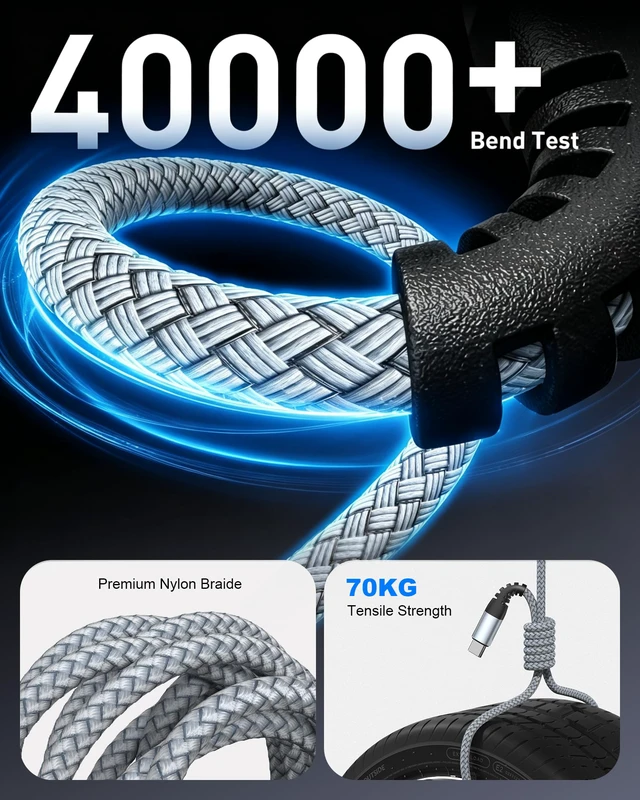 Alt view image 4 of 7 - USB C to USB C Cable 2Pack 6FT, Type C 60W Fast Charging Cord Nylon Braided | USB C Charger Cable for iPhone 17 16 15 Pro Max iPad MacBook Neo Air Pro Samsung S26 S25 Ultra Pixel