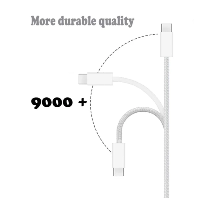 Alt view image 3 of 7 - USB C to USB C Cable(2 Pack)Type-C 60W Fast Charging Cable, Nylon Braided, for Home/Office/Travel, Compatible with iPhone 17/16/15, MacBook, Samsung, iPad, Laptop3.3ft + 5ft