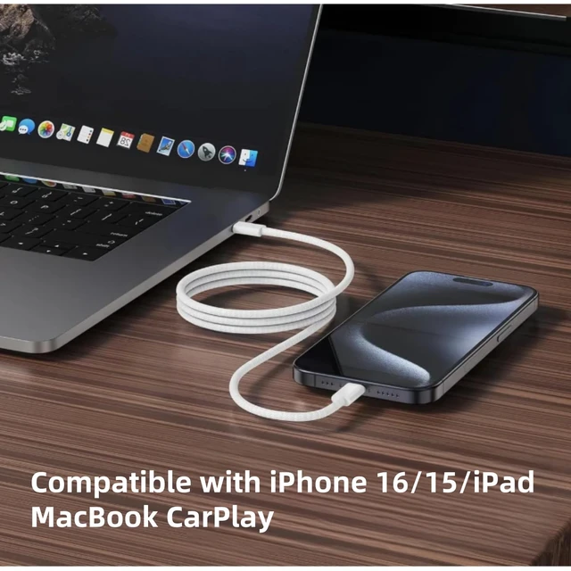 Alt view image 7 of 7 - USB C to USB C Cable(2 Pack)Type-C 60W Fast Charging Cable, Nylon Braided, for Home/Office/Travel, Compatible with iPhone 17/16/15, MacBook, Samsung, iPad, Laptop3.3ft + 5ft