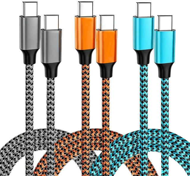 Main image of USB C to USB C Cable Fast Charging Nylon Braided 60w 3PACK 6FT | C to C Charger Cord Compatible for iPhone 17 16 15 Pro Max Plus,MacBook Pro/Air,Samsung Galaxy S25 Ultra S24,iPad Pro,Pixel
