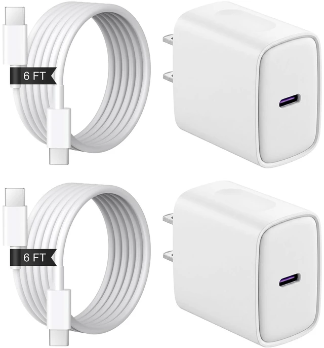 Main image of iPhone 17 16 15 Charger Fast Charging 2+2Pack USB C Charger with 6FT Cable | PD 20W Fast Charging for iPhone 17/17 Air/17 Pro/17 Pro Max/ iPhone 16/15 Series, iPad Pro/AirPods