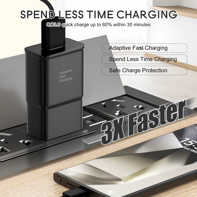 Alt view image 2 of 7 - Adaptive Fast Charging Adapter Quick Charge Charging Block | Wall Charger Plug for Samsung Galaxy S26/S26 Ultra/S25/S25 Ultra/S24/S23/S22/S10/S9/S8/S7/S6(4-Pack)