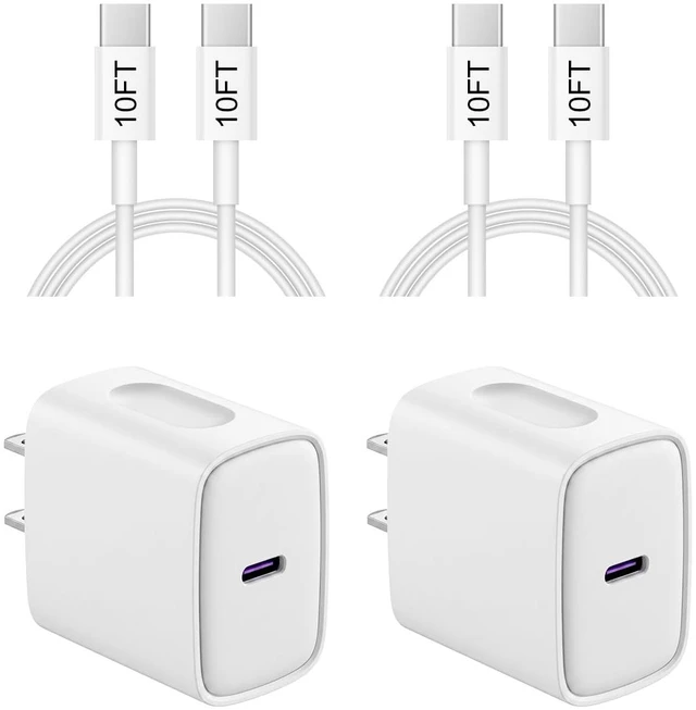 Main image of iPhone 17 16 15 Charger Fast Charging 10FT - 20W USB C Charger Block | with 10FT Extra Long Type C to C Cable Compatible with iPhone 17/17 Pro/17 Pro Max/Air/16/16e/15, iPad Pro, iPad Air (White)